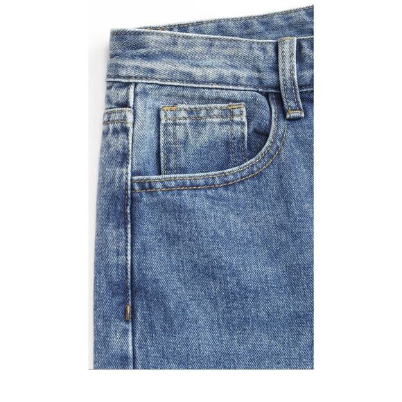 Cider Women's XXSmall Light Wash Blue Denim Straight Leg Mid Rise Jeans - Picture 4 of 6